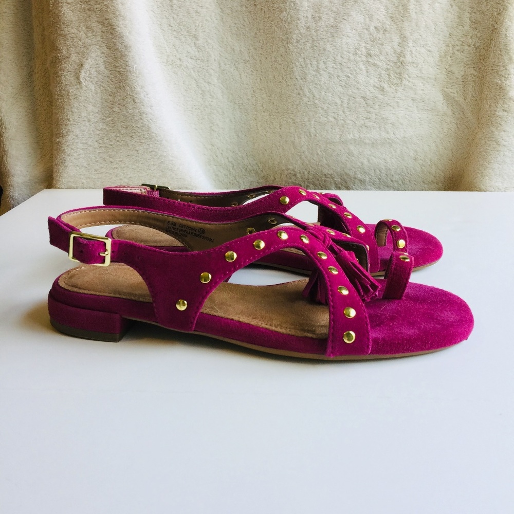 Aerosoles Get Down Flat Sandals Pink Suede 6.5M